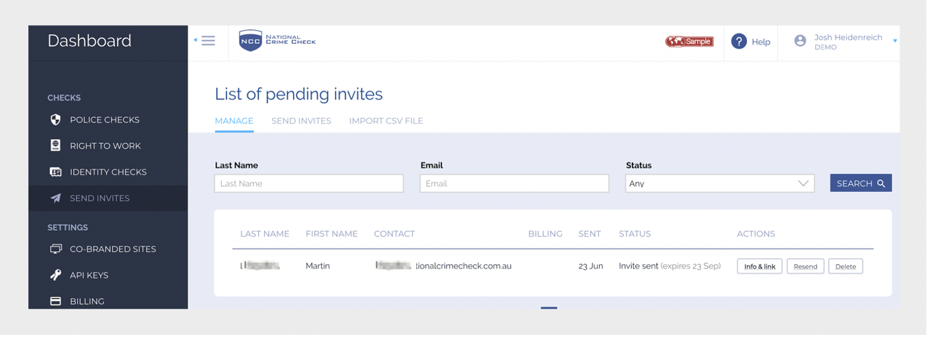 send invites 1 new