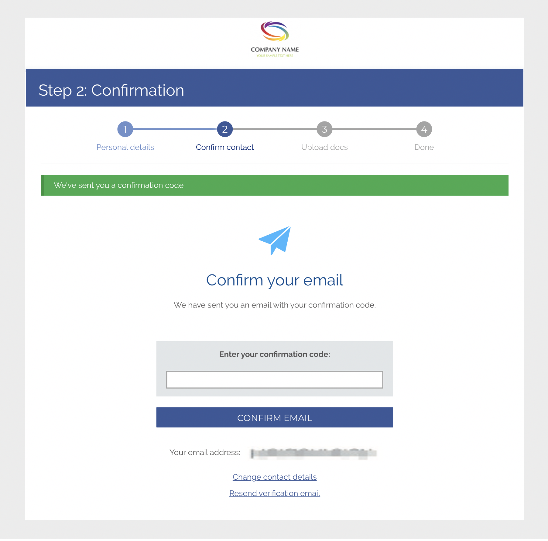 Confirmation code input